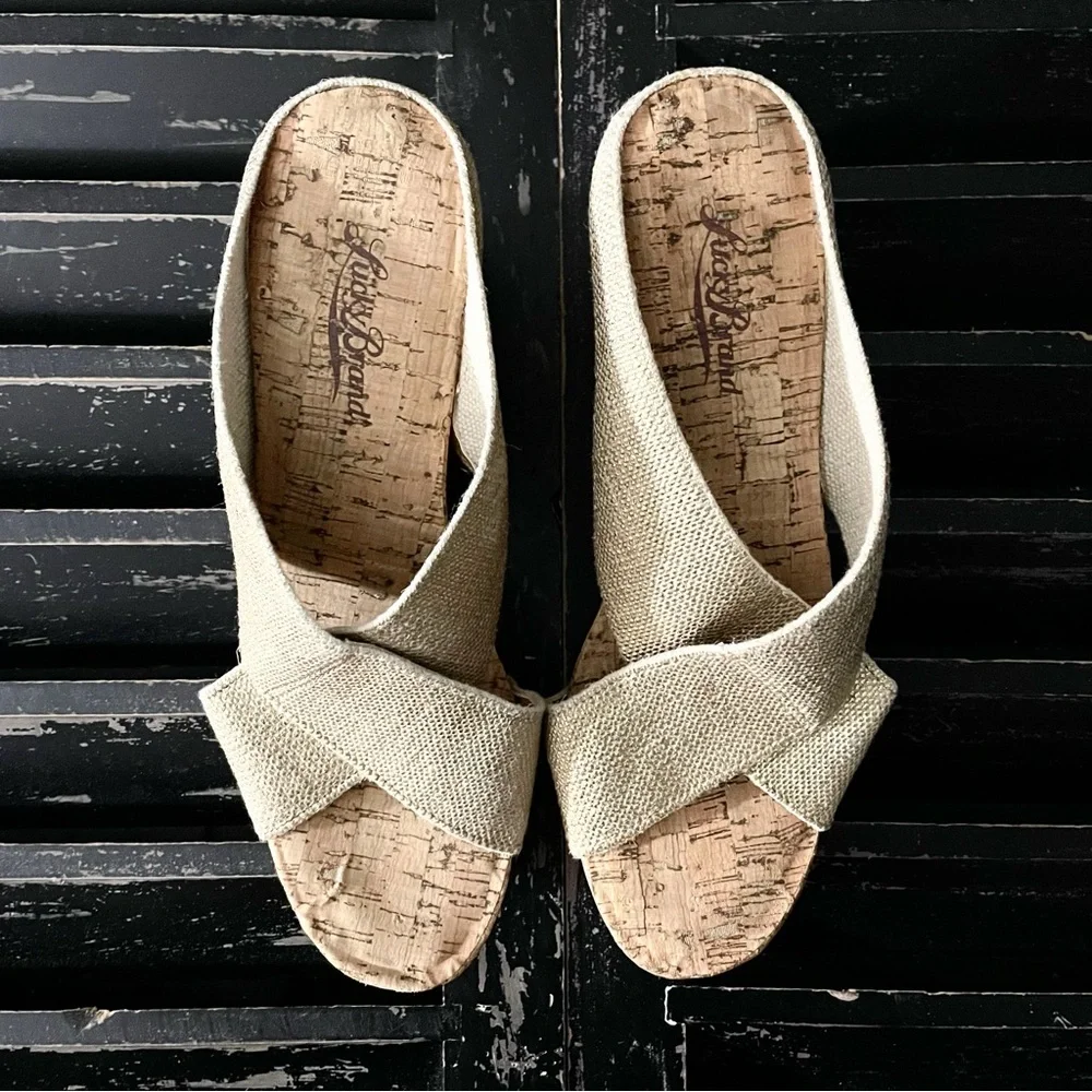 Lucky Brand Miller 2 Cork Platform Wedge Sandals NEW
